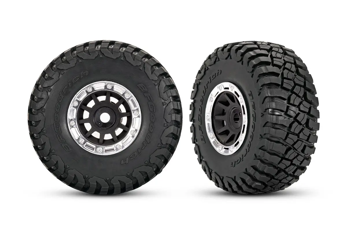 Traxxas 1.4" Black & Chrome Wheels W/ Bfg Mud-Terrain Tires (2) 1