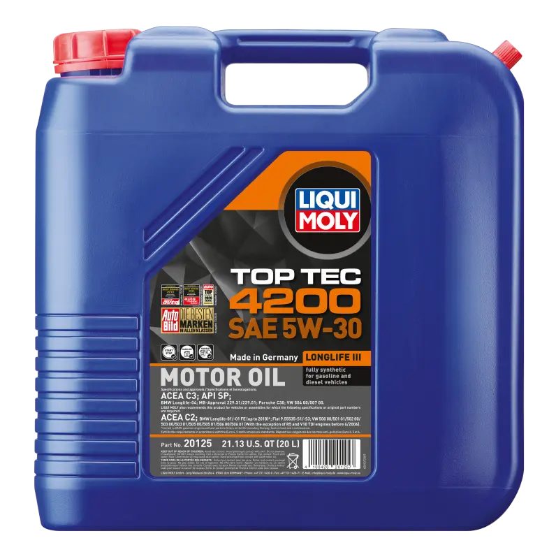 Liqui Moly 20L Top Tec 4200 New Generation Motor Oil Sae 5W30 2