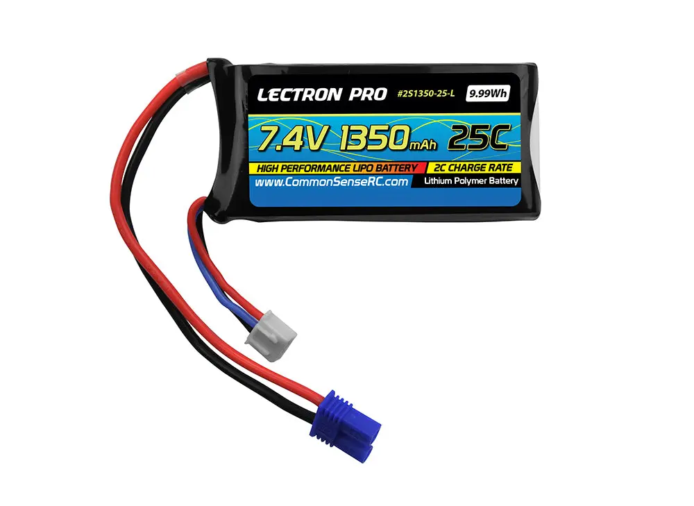 Lectron Pro 7.4V 1350Mah 25C Lipo Battery With Ec2 Connector 1