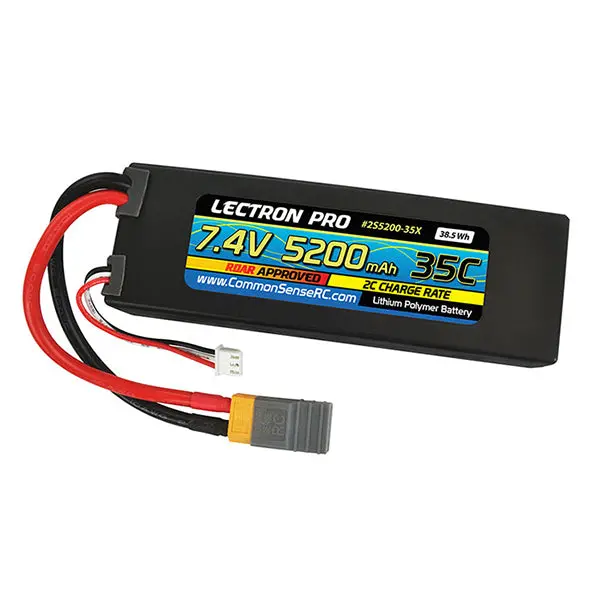Common Sense Rc Lectron Pro 2S 35C Lipo Battery W/Xt60 (7.4V/5200Mah) W/Xt60 To Traxxas Plug Adapter 1