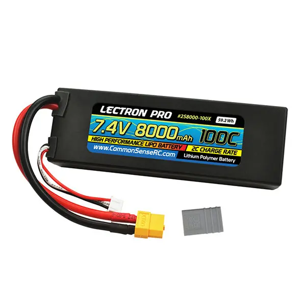 Common Sense Rc Lectron Pro 7.4V 8000Mah 100C Lipo Battery With Xt60 Connector + Csrc Adapter For Xt60 1