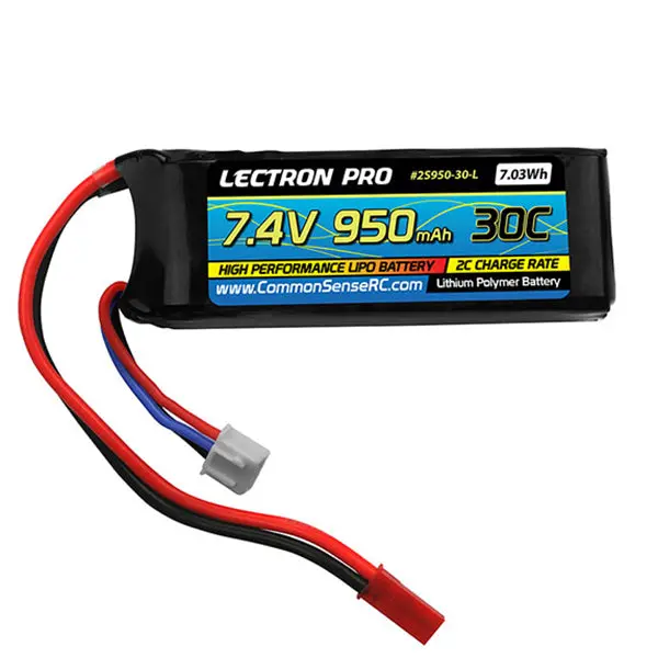Common Sense Rc Lectron Pro 7.4V 950Mah 30C Lipo Battery With Jst Connector 1