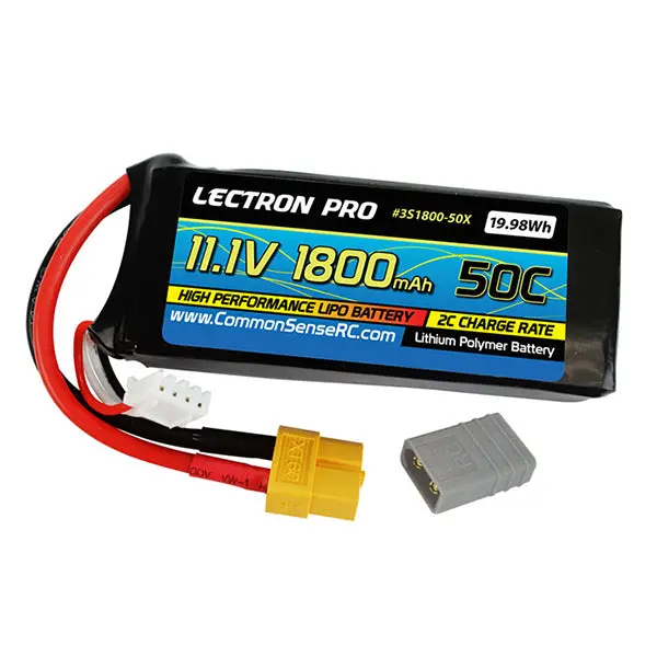 Common Sense Rc Lectron Pro 11.1V 1800Mah 50C Lipo Battery With Xt60 Connector + Csrc Adapter For Xt60 1