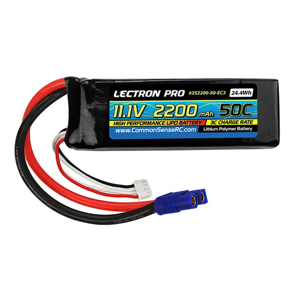 Common Sense Rc Lectron Pro 3S 50C Lipo Battery W/Ec3 (11.1V/2200Mah) 1