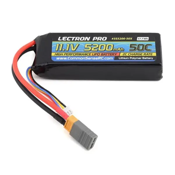Common Sense Rc Lectron Pro 11.1V 5200Mah 50C Lipo Battery With Xt60 Connector + Csrc Adapter For Xt60 Batteries 1