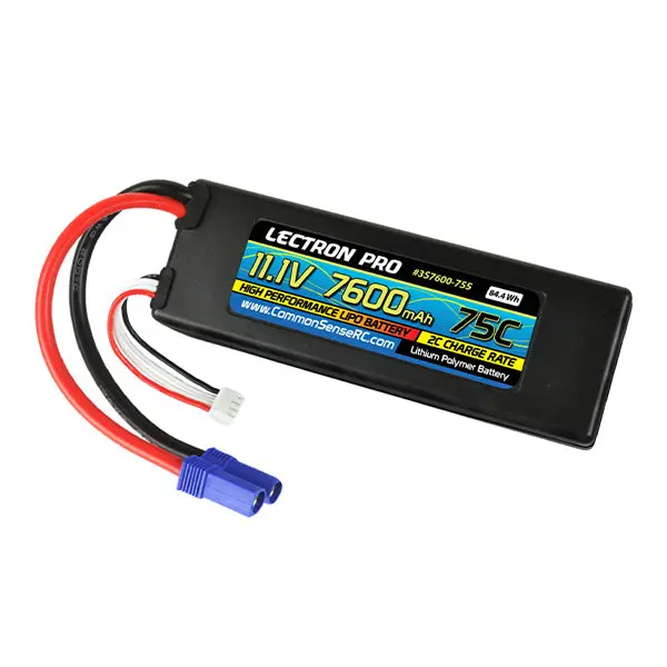 Common Sense Rc Lectron Pro 11.1V 7600Mah 75C Hard Case Lipo Battery With Ec5 1