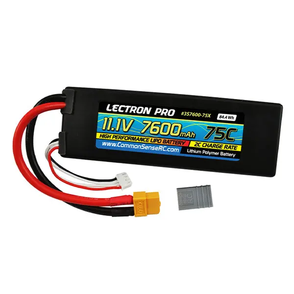 Common Sense Rc Lectron Pro 11.1V 7600Mah 75C Lipo Battery With Xt60 Connector + Csrc Adapter For Xt60 1