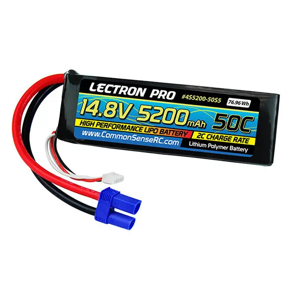 Common Sense Rc Lectron Pro 14.8V 5200Mah 50C Lipo Battery Soft Pack With Ec5 Connector 1