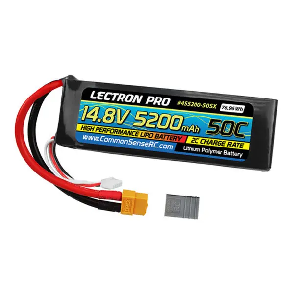 Common Sense Rc Lectron Pro 14.8V 5200Mah 50C Lipo Battery Soft Pack With Xt60 Connector + Csrc Adapter For Xt60 1