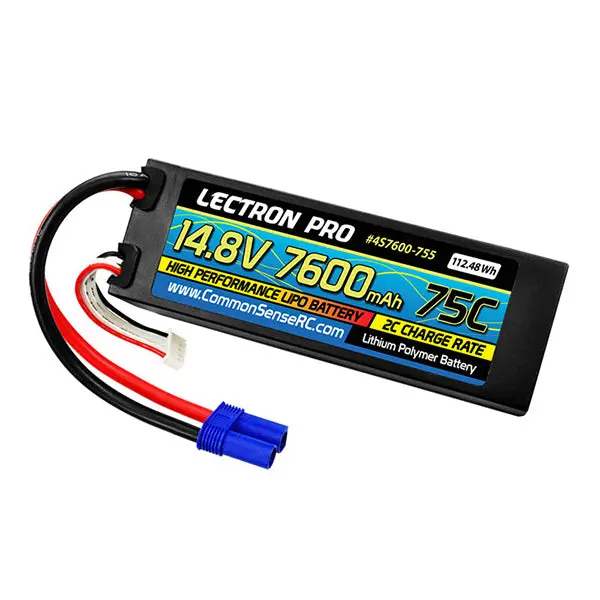 Common Sense Rc Lectron Pro 14.8V 7600Mah 75C Hard Case Lipo Battery With Ec5 Connector 1