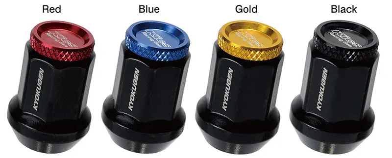 Project Kics Kyokugen Lug Nut Set (20) 12X1.25 Black Aluminum W/Gold Cap 1