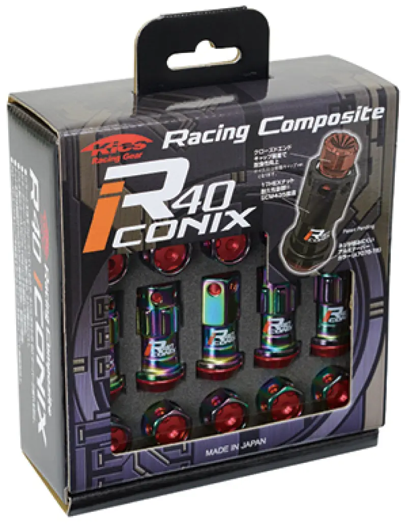 Project Kics 12X1.25 R40 Iconix Lug Nuts - Neo Chrome W/Black Aluminum Cap (20 Pcs) 1