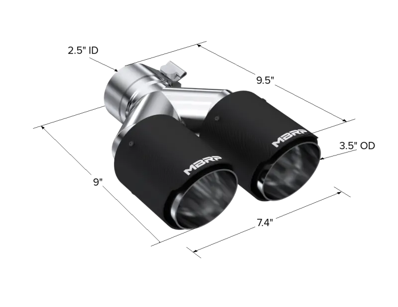 Mbrp Universal Carbon Fiber Dual Tip 3.5In Od/2.5In Inlet 2