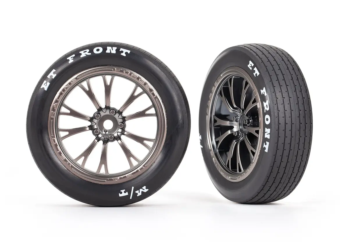 Traxxas Weld Satin Black Chrome Front Wheels & Mt Tires (2) 1