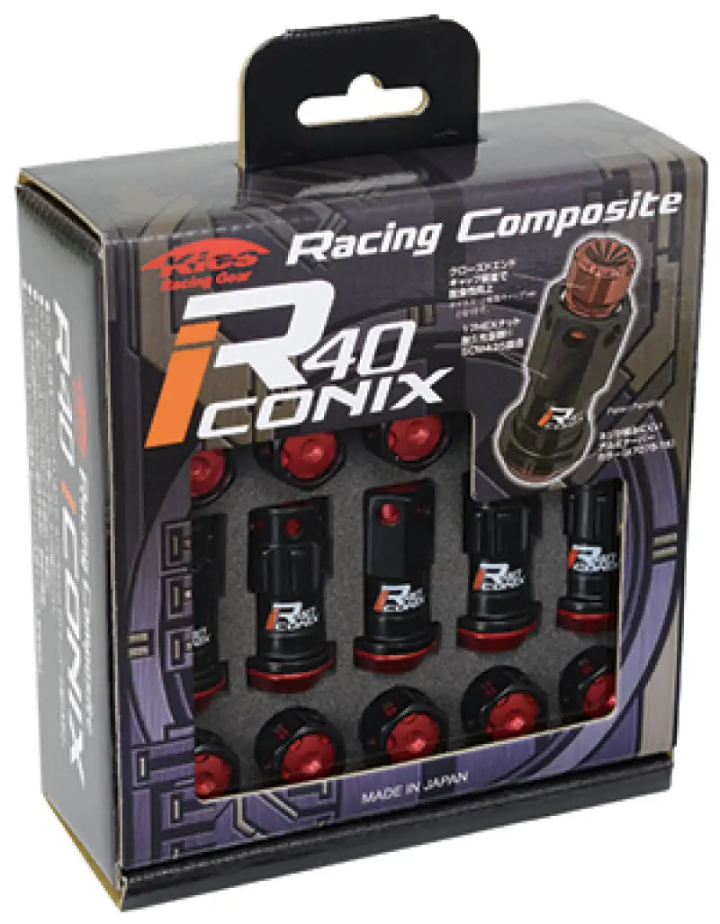 Project Kics 12X1.25 Black R40 Iconix Lug Nuts - 16+4 (Red Cap) 1
