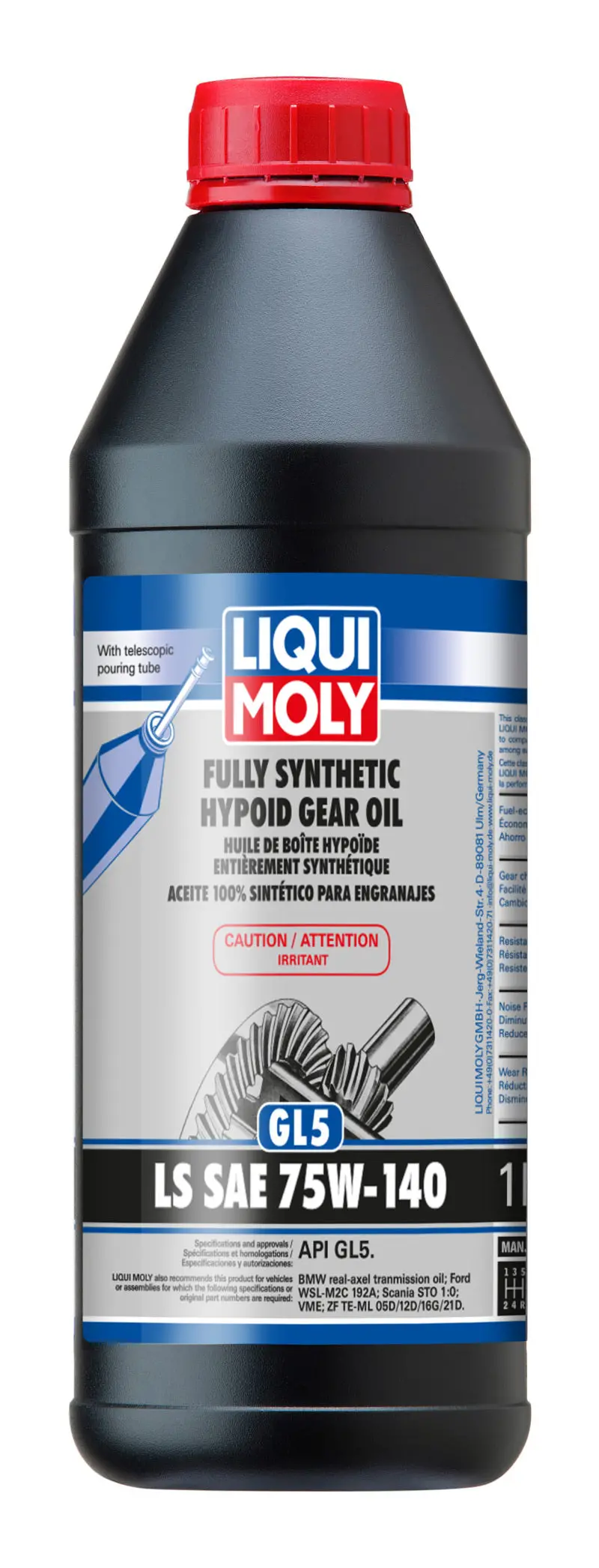 Liqui Moly 1L Fully Synthetic Hypoid Gear Oil (Gl5) Ls Sae 75W140 1