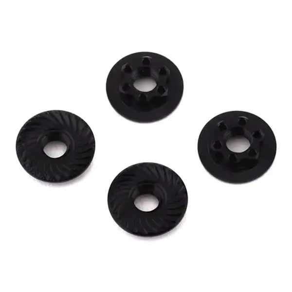 Team Associated Factory Team 4Mm Low Profile Serrated Wheel Nuts (Black) (4) 1