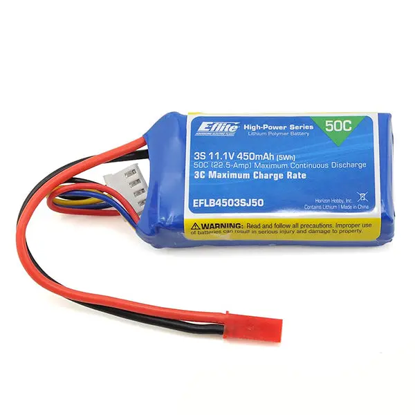E-Flite 450Mah 3S 11.1V 50C Lipo Connector W/Jst Connector 1