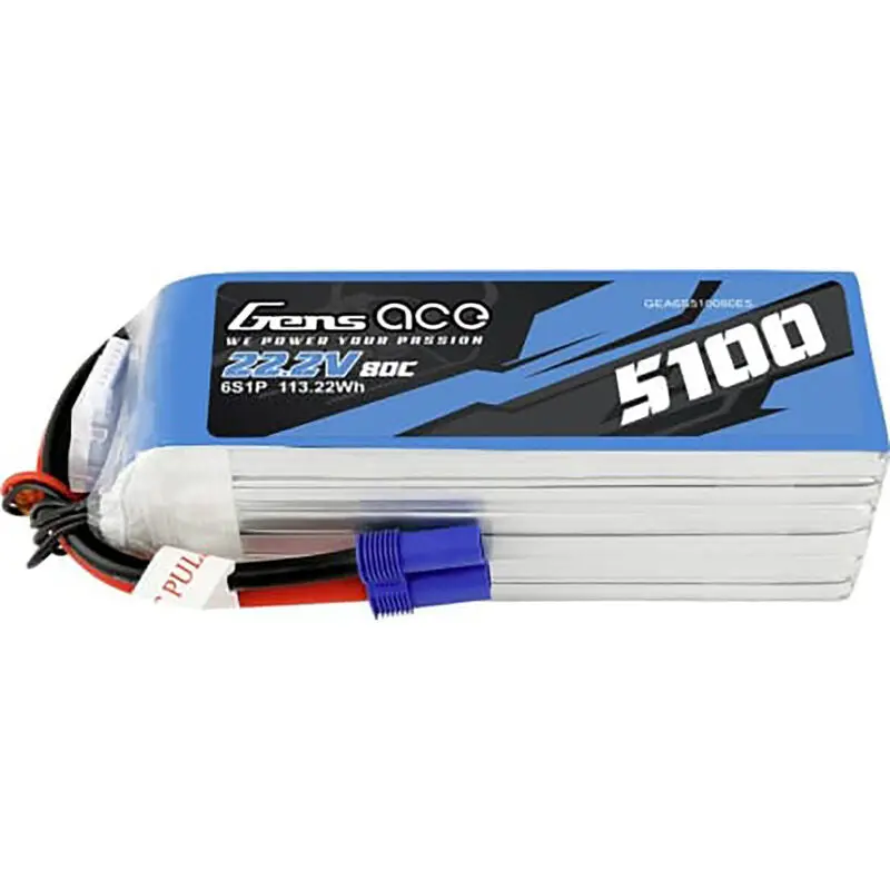 Gens Ace 6S Lipo Battery 60C (22.2V/5100Mah) W/Ec5 Connector 1