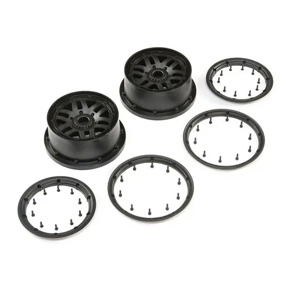 Losi 1/5 Front/Rear 4.75 Wheel And Beadlock Set, 24Mm Hex, Black (2): 5Ive-T 2.0 1