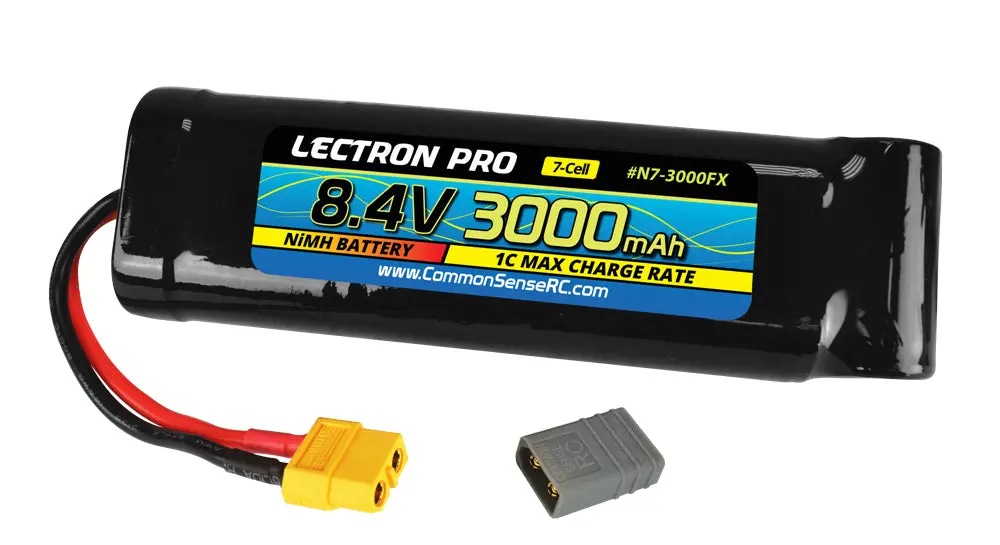 Lectron Pro Nimh 8.4V (7-Cell) 3000Mah Flat Pack With Xt60 Connector + Csrc Adapter For Xt60 Batteries To Popular Rc Vehicles 1