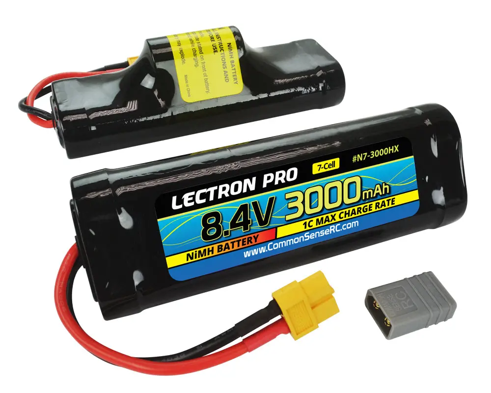 Lectron Pro Nimh 8.4V (7-Cell) 3000Mah Hump Pack With Xt60 Connector + Csrc Adapter For Xt60 Batteries To Popular Rc Vehicles (1 Battery) 1