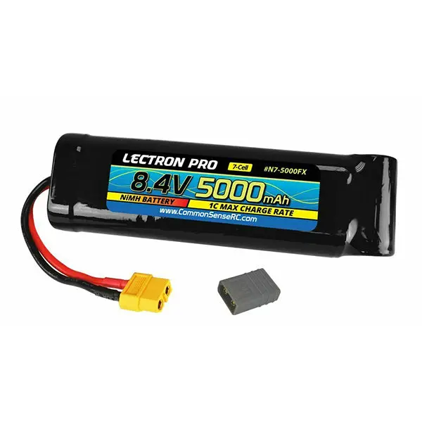 Common Sense Rc Lectron Pro Nimh 8.4V (7-Cell) 5000Mah Flat Pack With Xt60 Connector + Csrc Adapter For Xt60 1