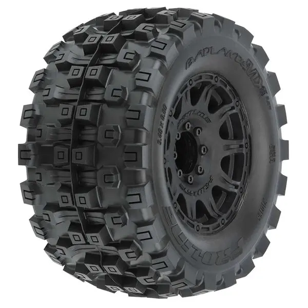 Pro-Line Badlands Mx38 Hp Belted 3.8" Pre-Mounted Truck Tires (2) (Black) (M2) W/Raid Wheels 1