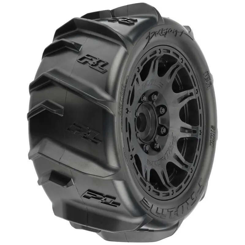 Pro-Line 1/6 Dumont Sand/Snow Tires F/R 5.7" Tires Mtd 24Mm Black Raid (2) 1