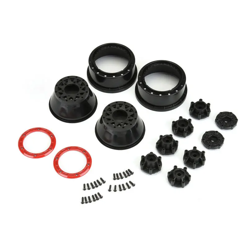 Pro-Line 1/10 Raid Bead-Loc Fr/Rr 2.2"/3.0" 12 & 14Mm Sc Wheels (2) Red/Black 1