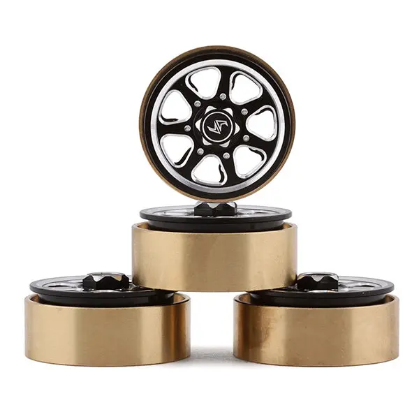Samix Scx24 Aluminum & Brass 1.0" Beadlock Wheel Set W/Scale Hubs (Black) (4) 1