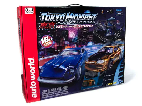 Auto World 16' Tokyo Midnight Underground Racing Slot Race Set 1