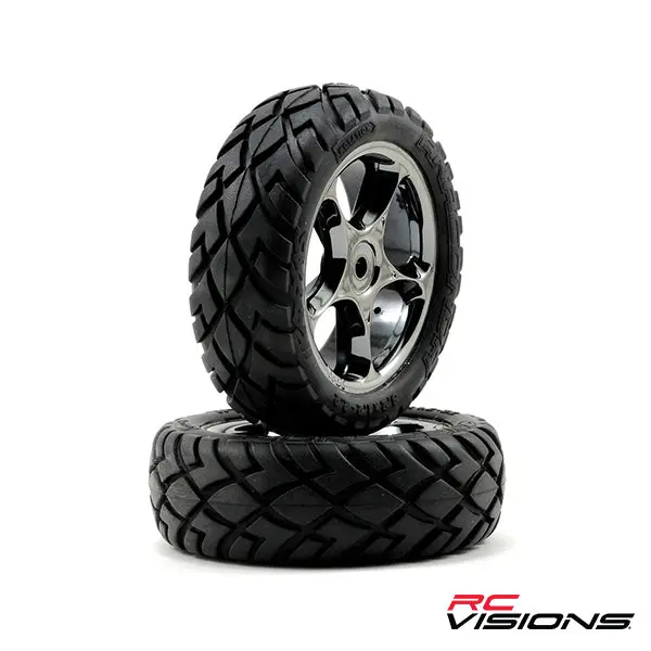 Traxxas Anaconda Front Tires W/Tracer 2.2" Wheels (2) (Black Chrome) (Standard) 2