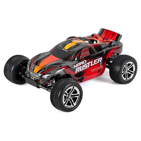 Traxxas Nitro Rustler 1/10 Rtr Stadium Truck (Silver/Red) W/Tqi 2.4Ghz, Tsm, Ez Start, Battery & Dc Charger 1