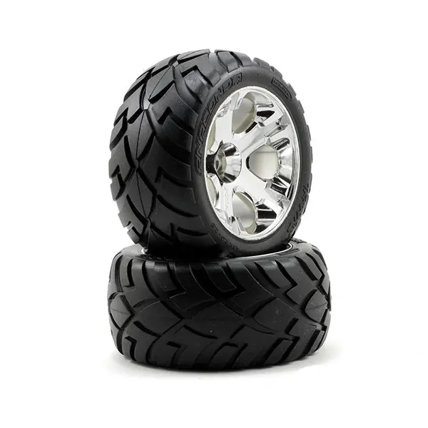 Traxxas Anaconda Tires W/All-Star Rear Wheels (2) (Jato) (Chrome) (Standard) 1