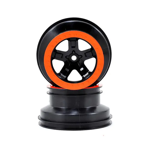 Traxxas 2.2/3.0 Dual Profile Sct Front Wheel (2) (Black/Orange) 1