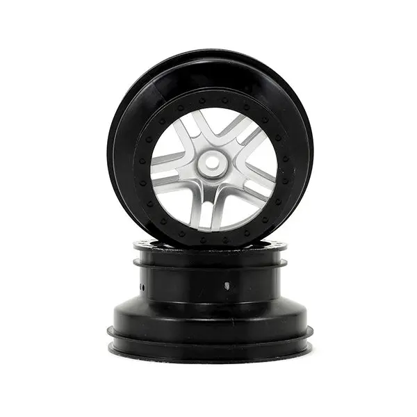 Traxxas Dual Profile Split-Spoke Sct Wheels (Satin Chrome/Black-2) (Slash Rear) 12Mm Hex 1