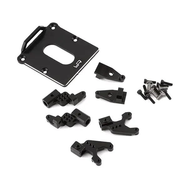 Yeah Racing Axial Scx24 Front & Rear Adjustable Shock Mounts W/Esc Plate (Black) 1
