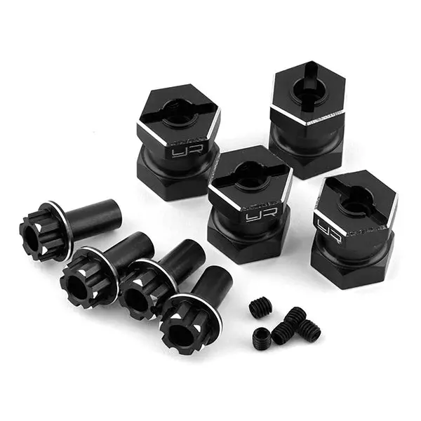 Yeah Racing 12Mm Aluminum Hex Adaptors (Black) (4) (15Mm Offset) 1