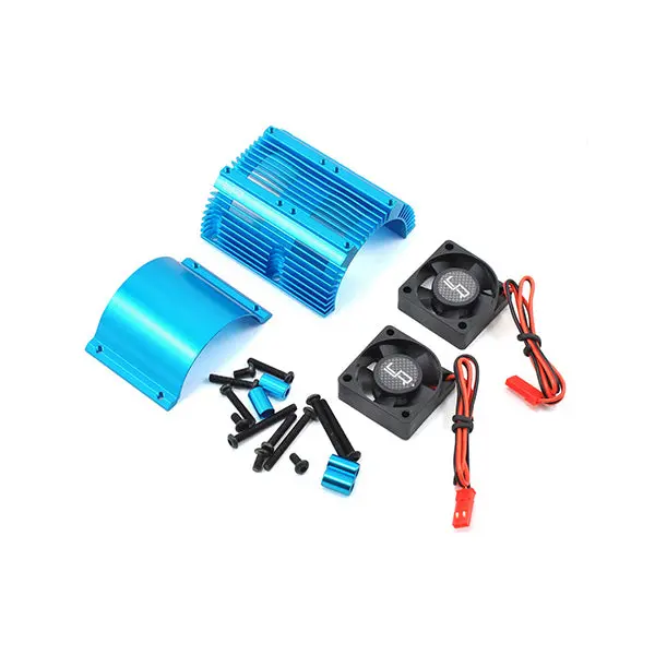 Yeah Racing 1/8 Twin Fan Aluminum Heat Sink W/2 Fans (Blue) (40.8Mm Diameter) 1