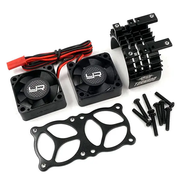 Yeah Racing Aluminum 540/550 Motor Heat Sink W/Twin Tornado Fans (Black) 1