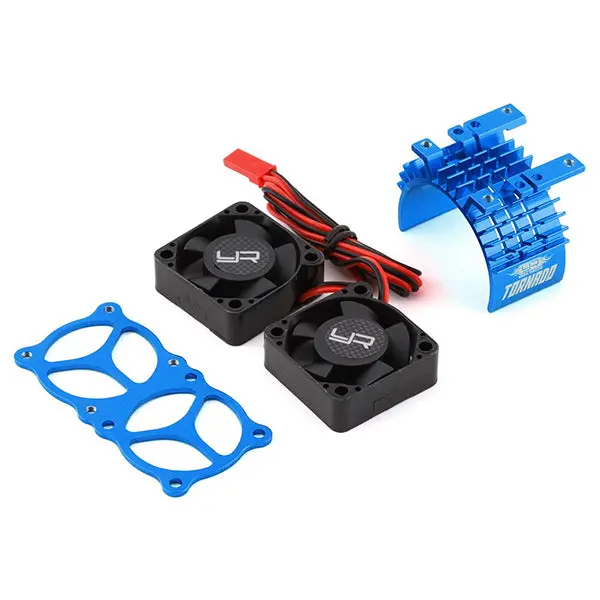 Yeah Racing Aluminum 540/550 Motor Heat Sink W/Twin Tornado Fans (Blue) 1
