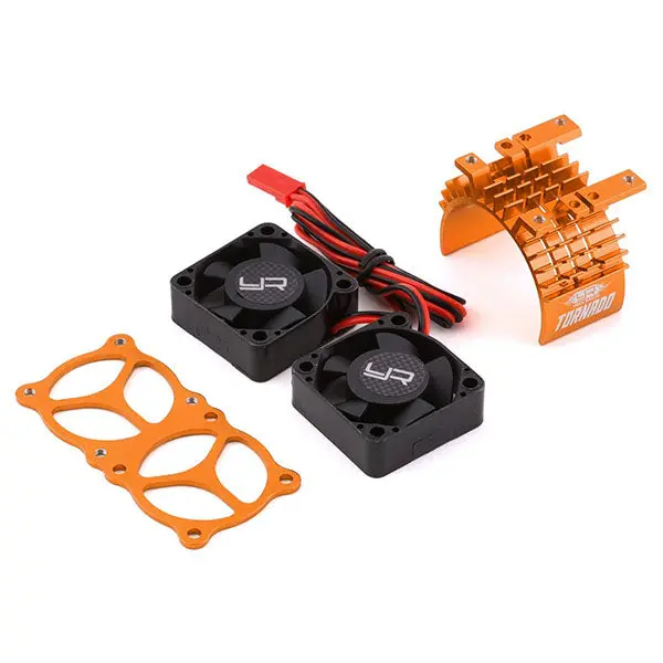 Yeah Racing Aluminum 540/550 Motor Heat Sink W/Twin Tornado Fans (Orange) 1