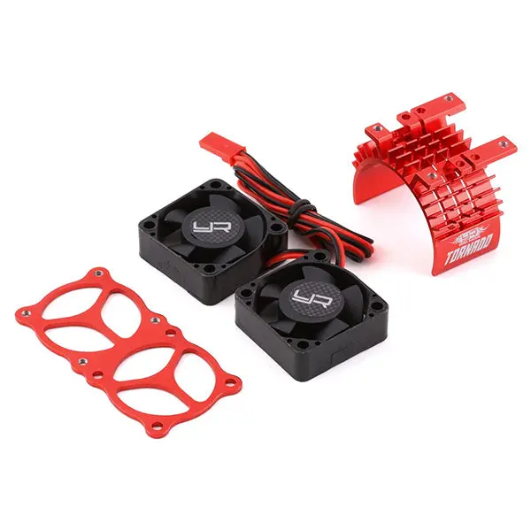 Yeah Racing Aluminum 540/550 Motor Heat Sink W/Twin Tornado Fans (Red) 1