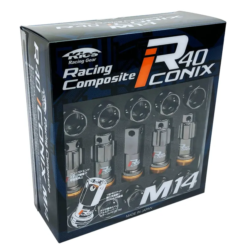 Project Kics R40 Iconix 14X1.50 Classical Lock & Lug Nuts 16+4 (Gold Cap) 1