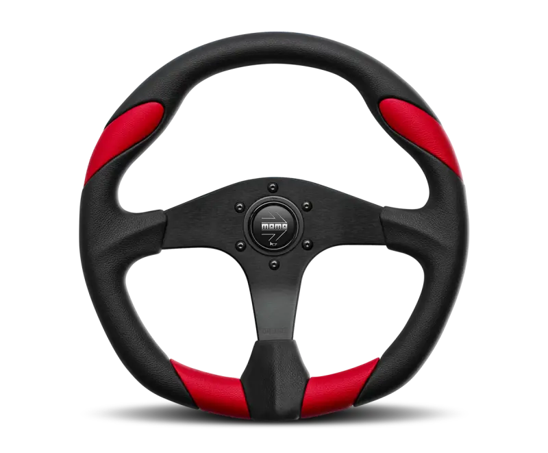 Momo Quark Steering Wheel 350 Mm - Black Poly/Black Spokes/Red Inserts 1