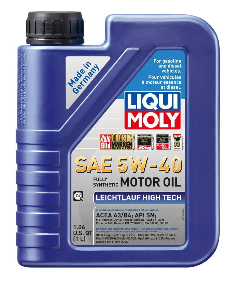 Liqui Moly 1L Leichtlauf (Low Friction) High Tech Motor Oil Sae 5W40 1