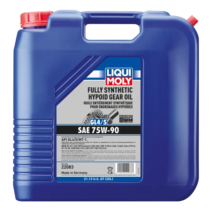 Liqui Moly 20L Fully Synthetic Hypoid Gear Oil (Gl4/5) 75W90 1