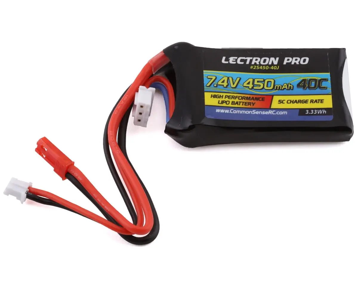 Common Sense Rc Lectron Pro 2S Li-Po Battery Pack 40C (7.4V/450Mah) W/Jst, & Ph2.0 Connection 1