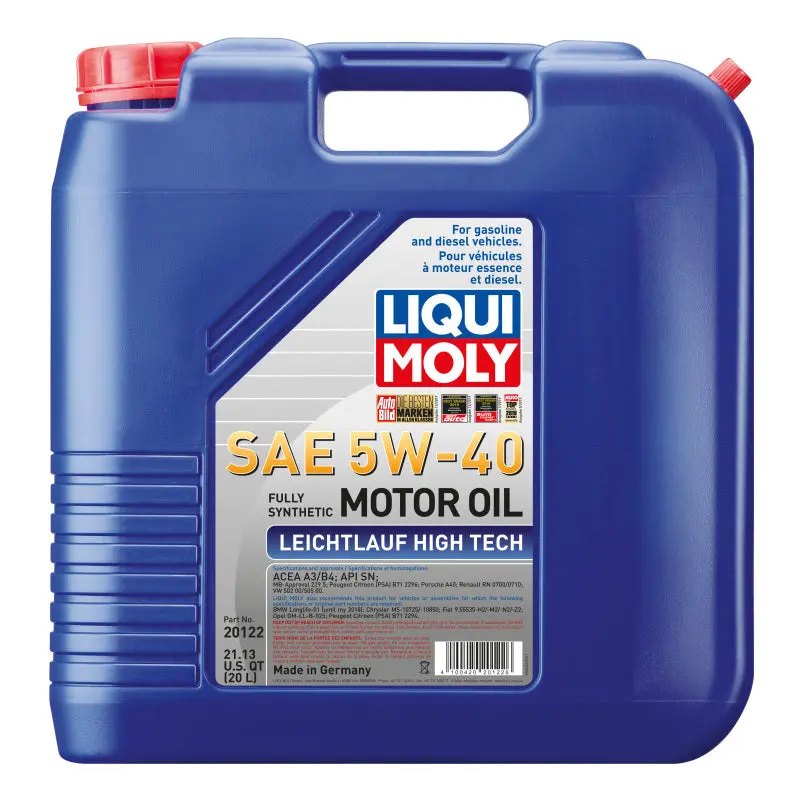 Liqui Moly 20L Leichtlauf (Low Friction) High Tech Motor Oil Sae 5W40 1